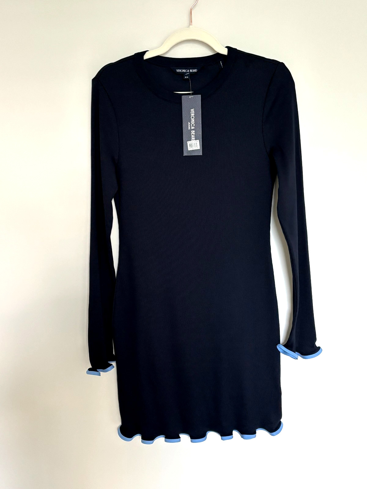 Veronica Beard Baranova Stretch Cotton Mini Cocktail Dress Size M Navy $348 NWT