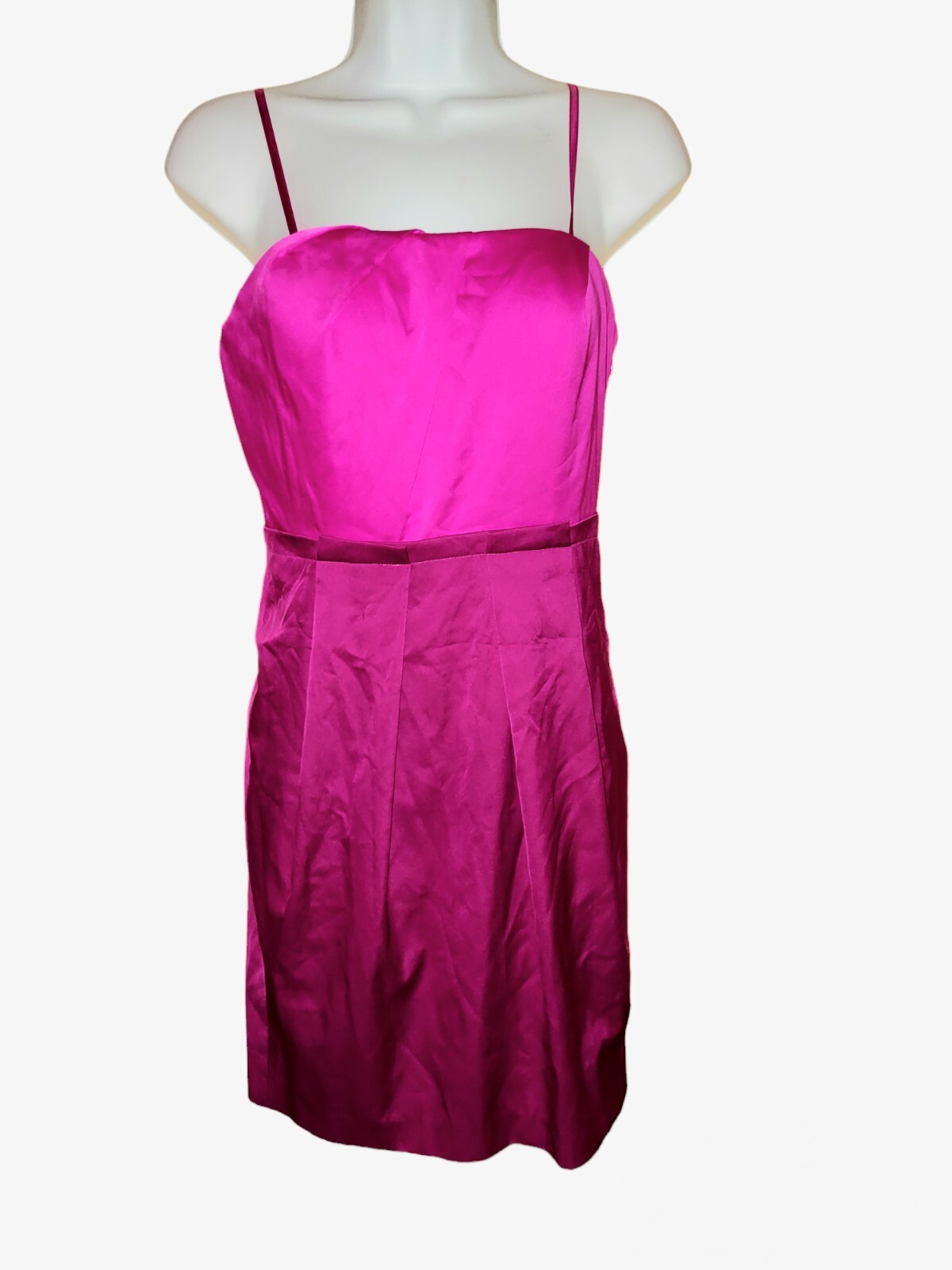 Aqua Women Sz 4 Party Formal Empire Waist Pleated Strap Dress Fuschia Pink (JN)