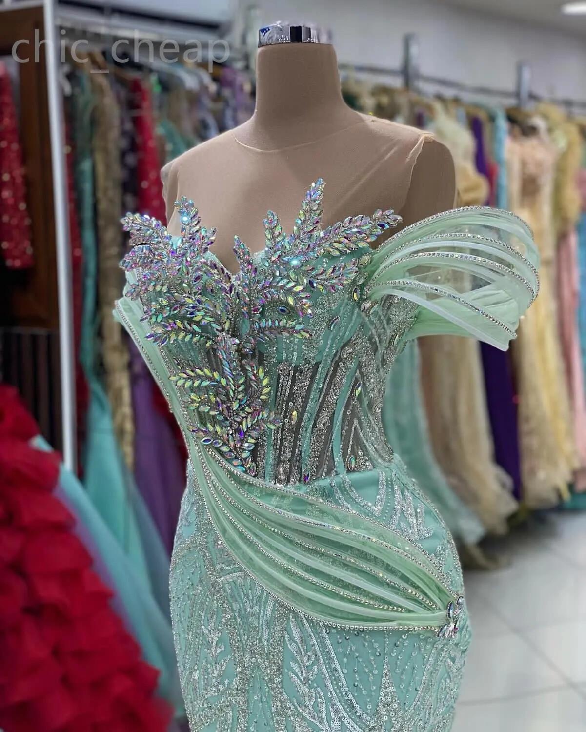 Beaded Mermaid Prom Dresses Sequined Lace Evening Formal Party Birthday Dresses