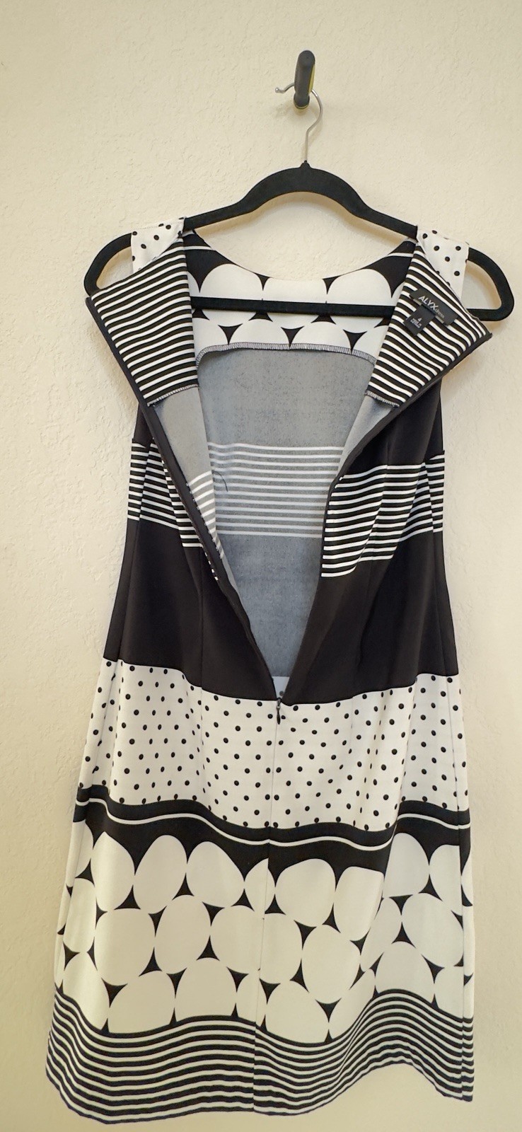 Alyx Sheath Dress Black White Polka Dot Striped Sleeveless Size 4