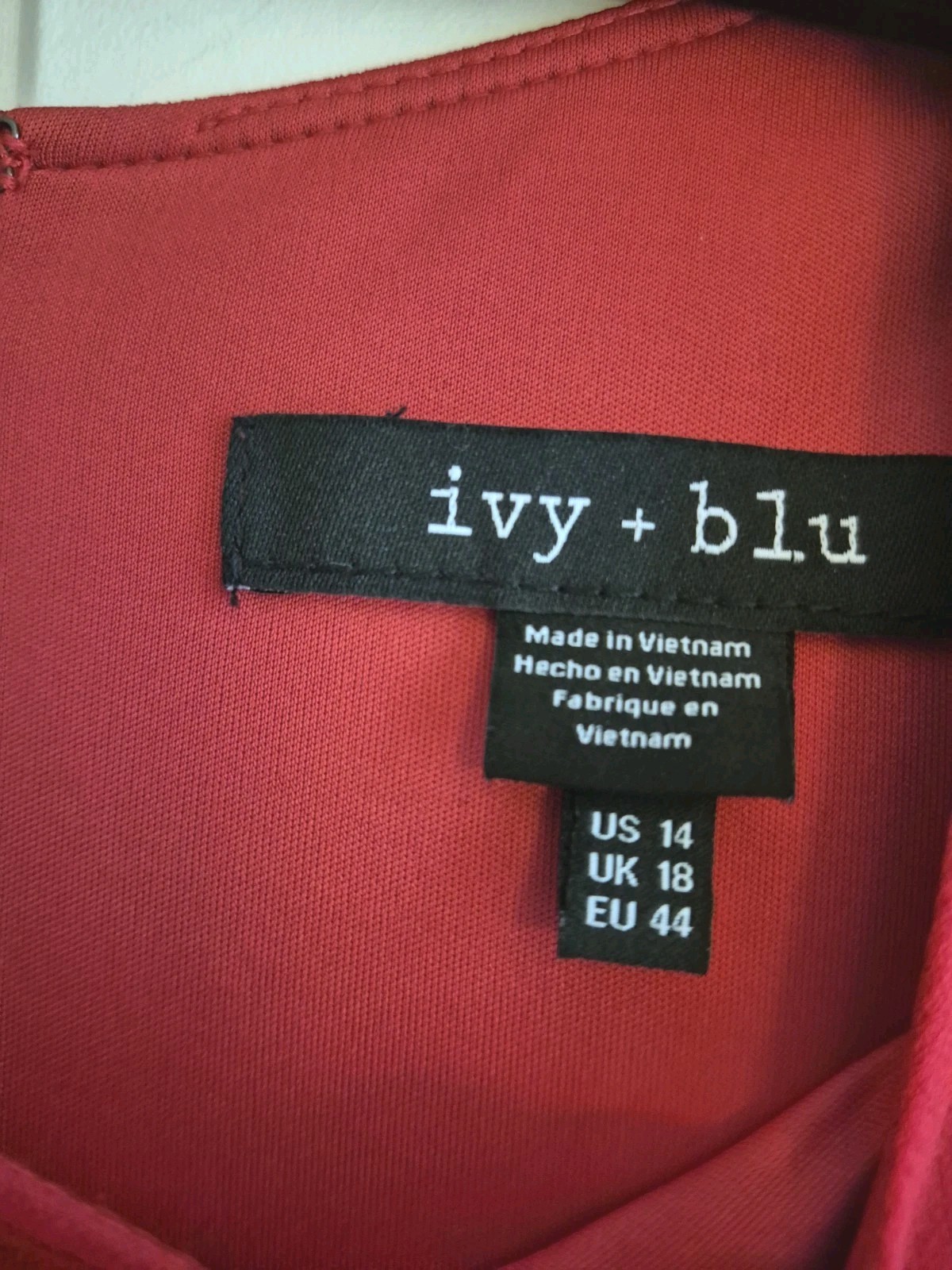 IVY + BLU Stretch Knit Dress – 14 – Scoop Neck, 3/4 Sleeves, Back Zip, A-Line