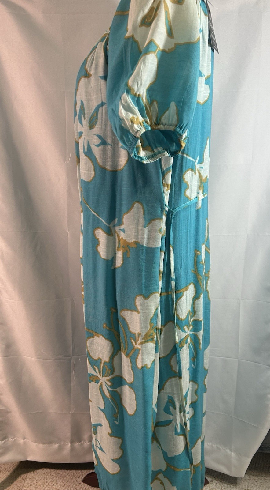 Mile Gabrielle Womens Dress Blue White Beach Tie Front Resort Cruise Size L NEW
