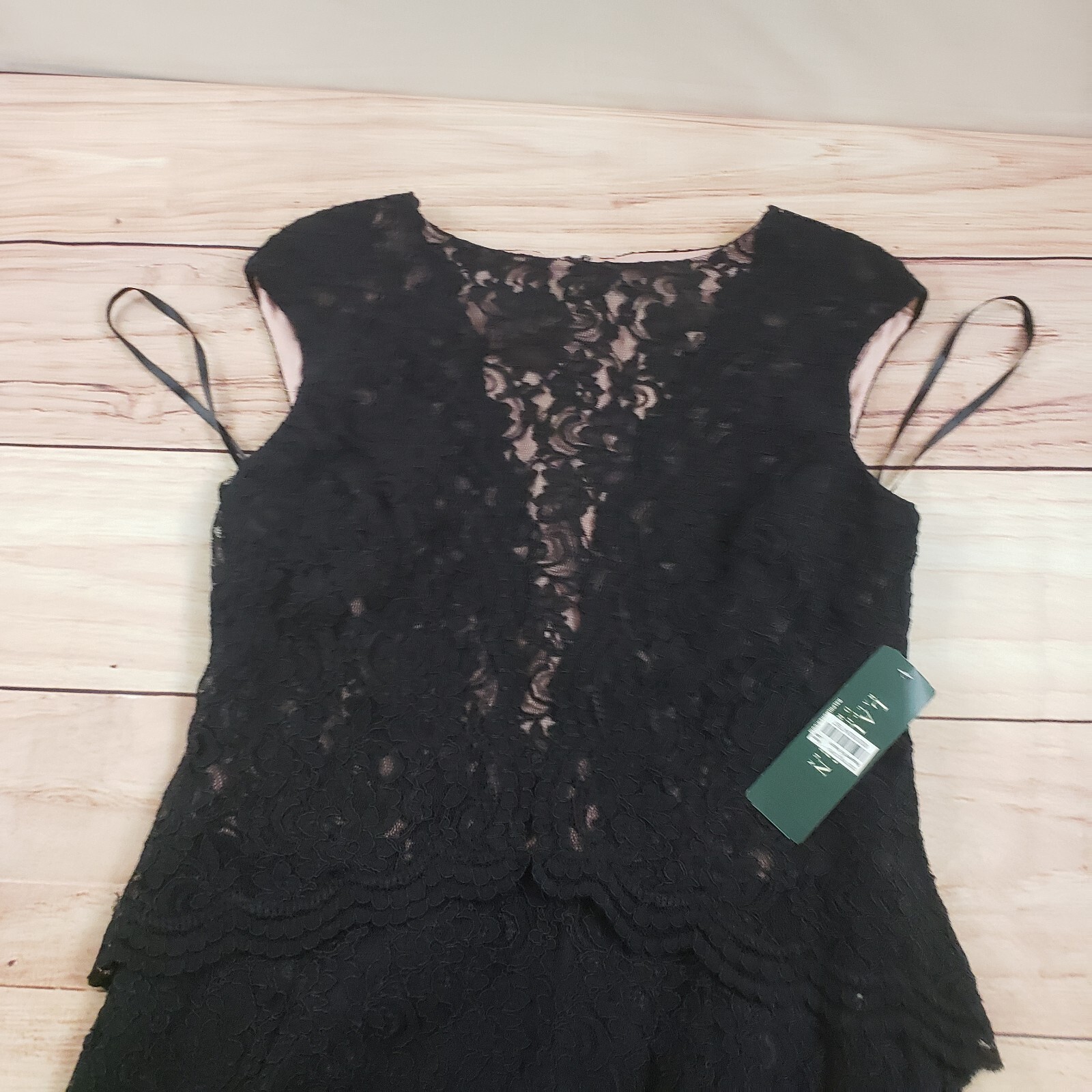 NEW Lauren Ralph Lauren Dress Womens 10 Black Pencil A-line Lace LRL Ladies