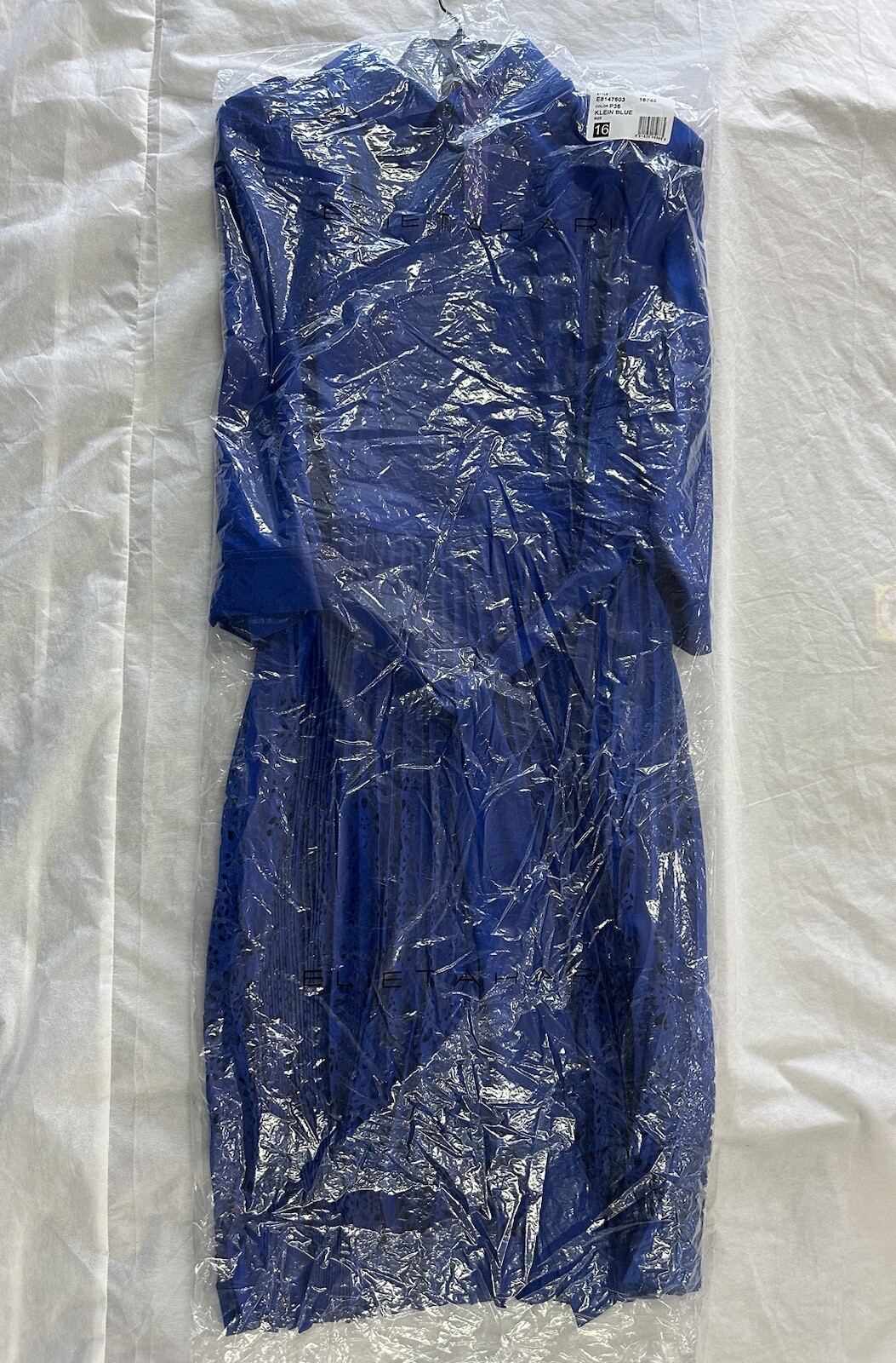 New Elie Tahari Pleated Laser Cut Midi Dress E8147603 Klein Blue – Women’s 16 XL