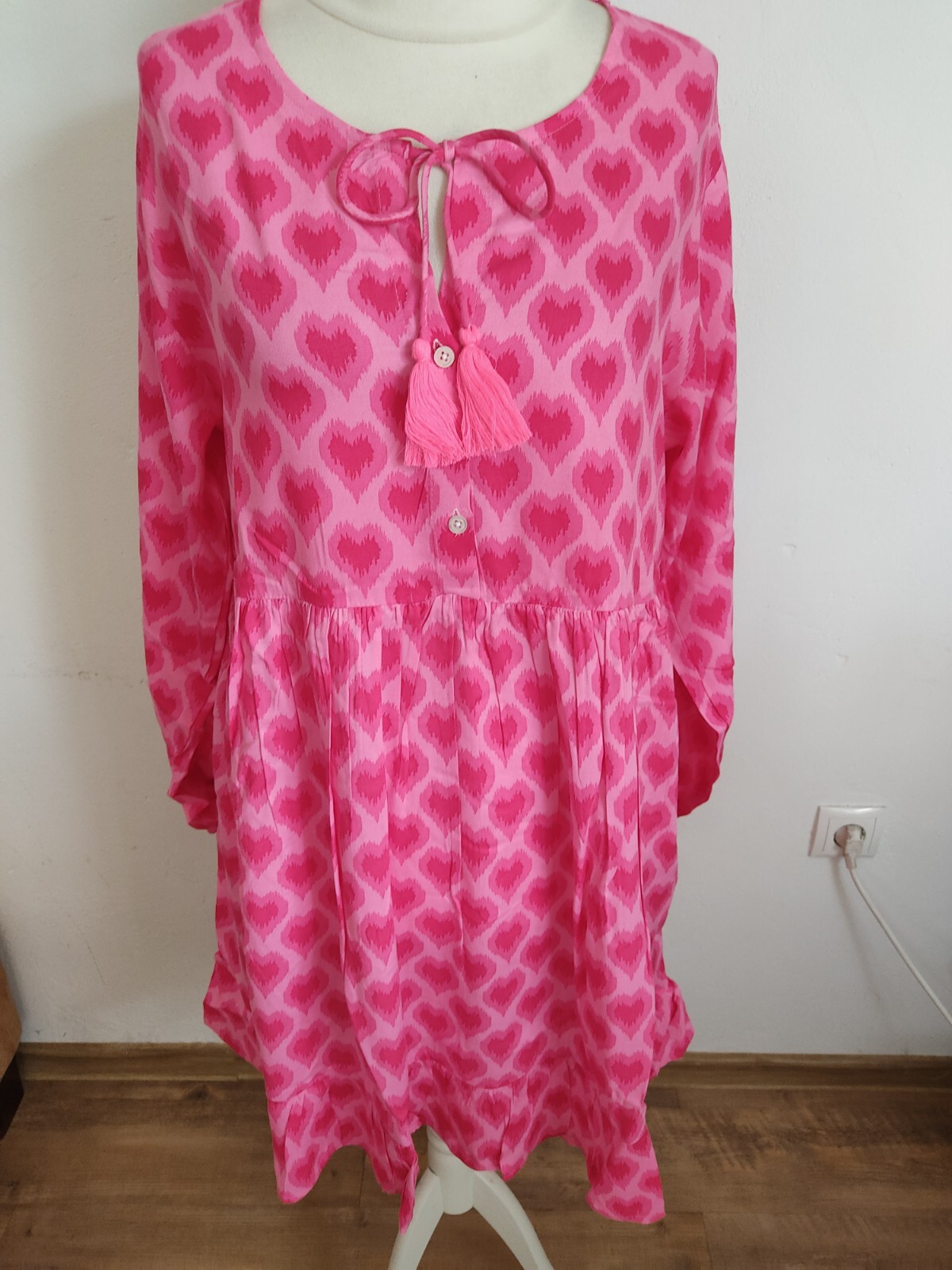 TWIN HEART Beautiful Tunic Dress GIORGIA Pink Hearts Size S/M L/XL NEW