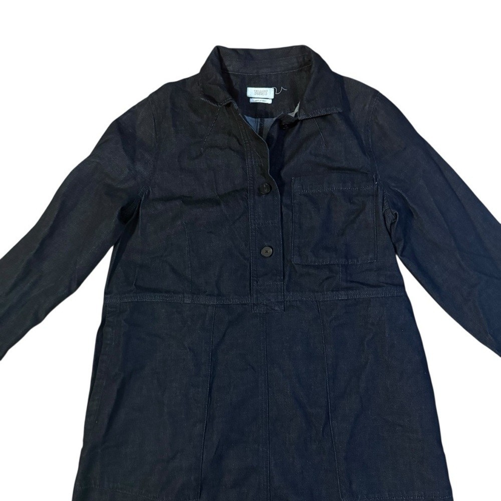 TOAST Indigo Cotton Hemp Button Down Dress Size 12