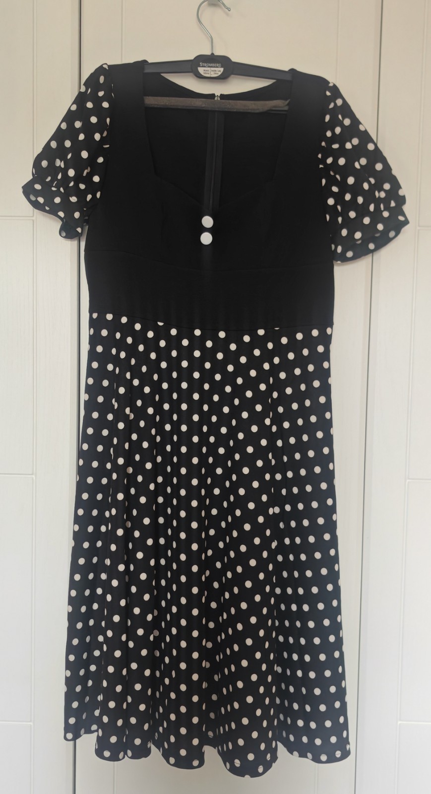 Shein Polka Dot Tea Dress 14 stretch 40s 50s style Sweetheart midi flared