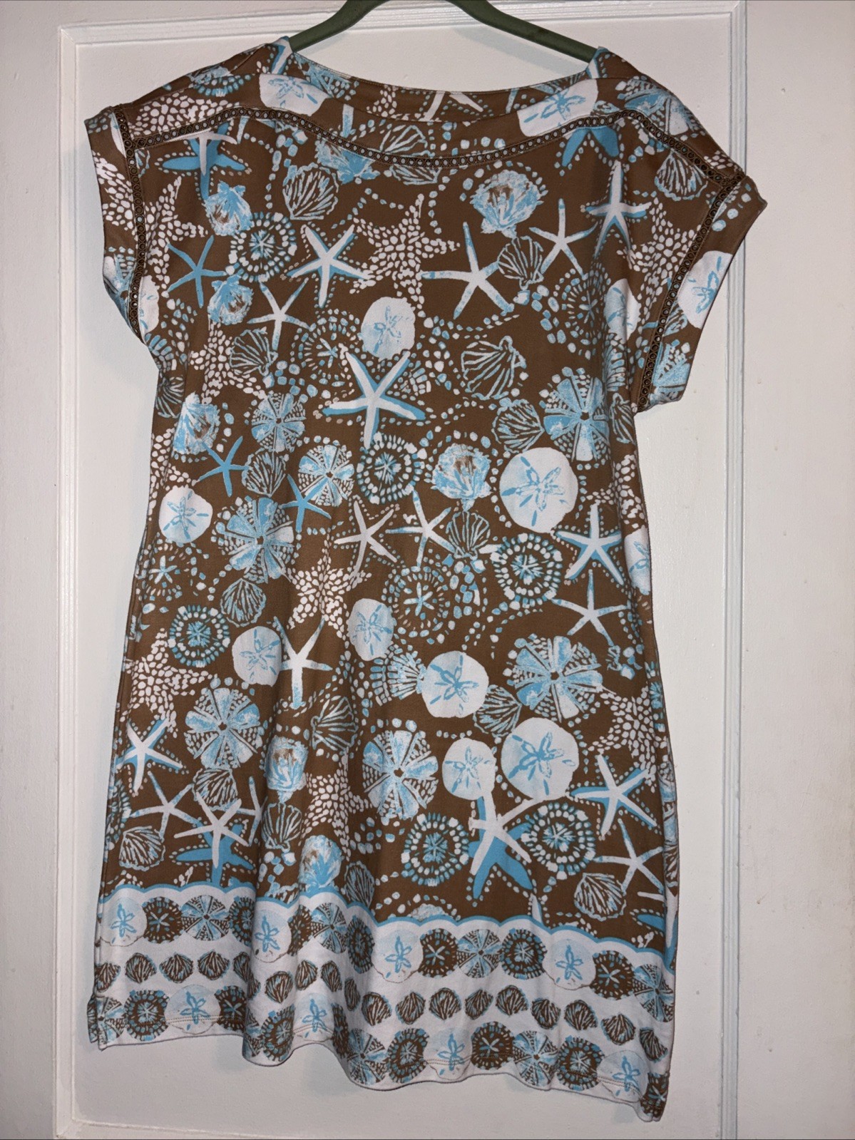 Kim Rogers Medium Dress Starfish Seashell Vacation Perfectly Soft 100% Cotton