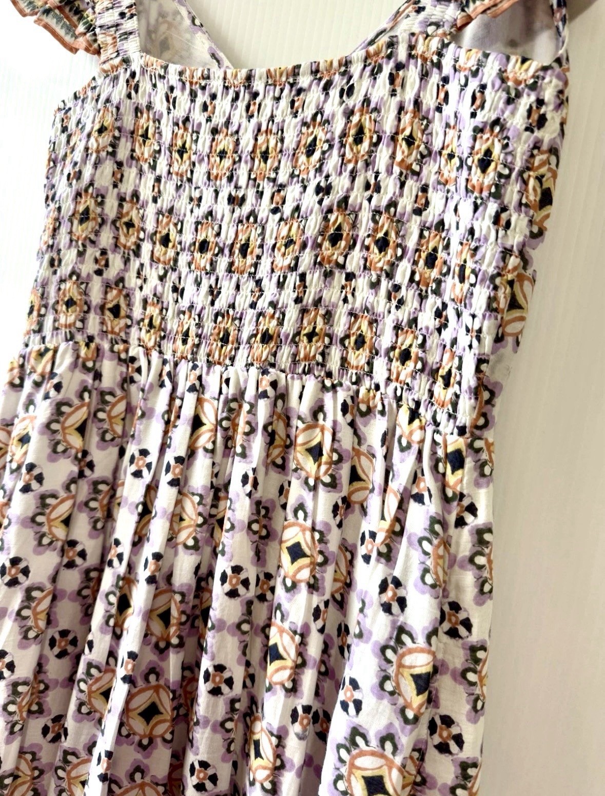 Cleobella Nica Maxi Long Sun Dress Marrakesh Print 100% Cotton Ruffle Sleeve M