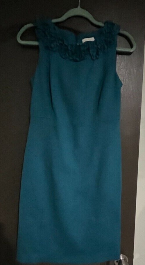 Sleeveless A-Line Sheath Dress Ruffle Neck Dress Charter Club Women Size 4 Teal