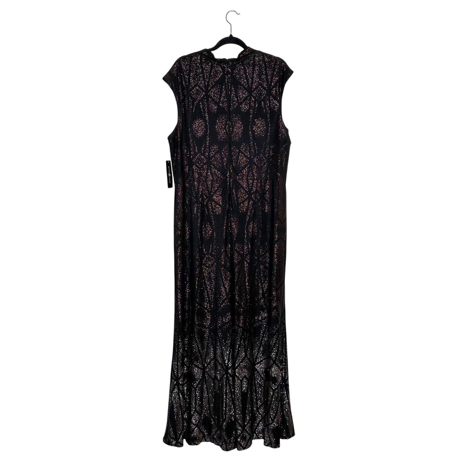 NWT Betsy & Adam Plus Size Gradient Metallic Cap-Sleeve Gown 20W