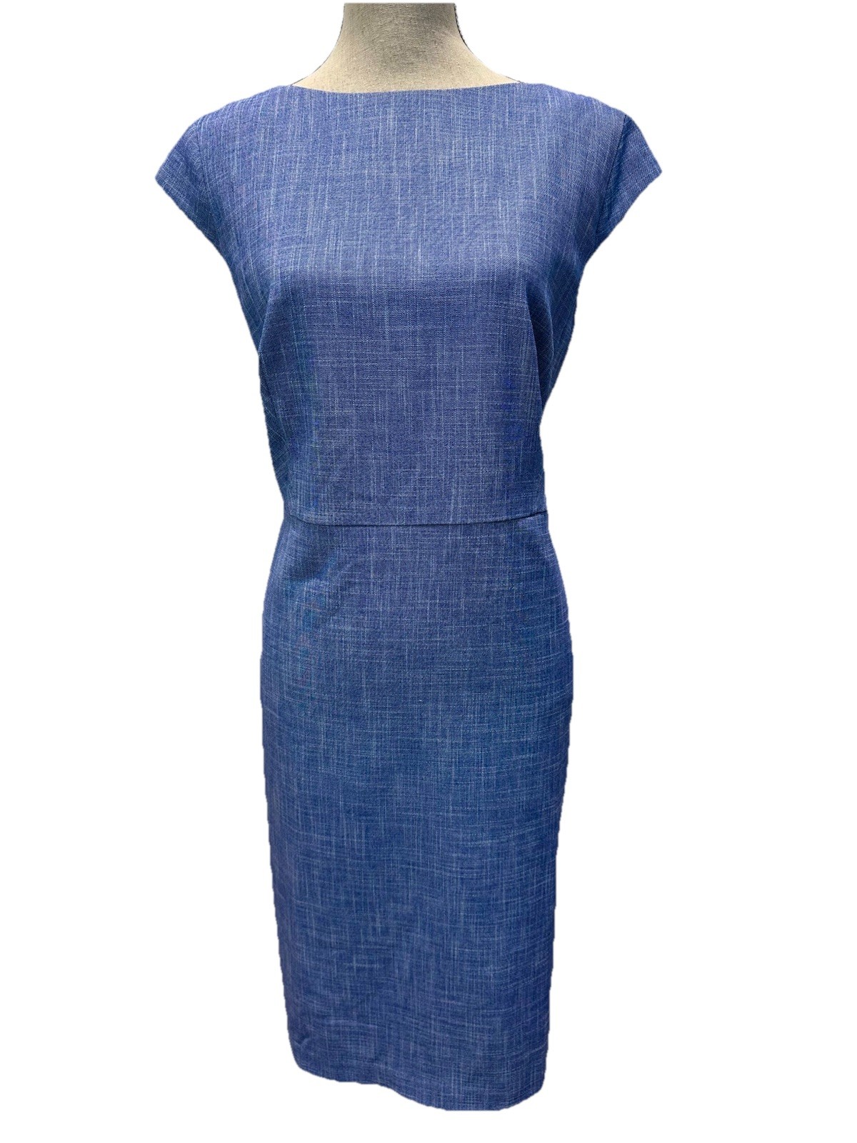 Ann Taylor NWT Cornflower Blue Sheath Dress 16P Classic Minimalist Career Comfy