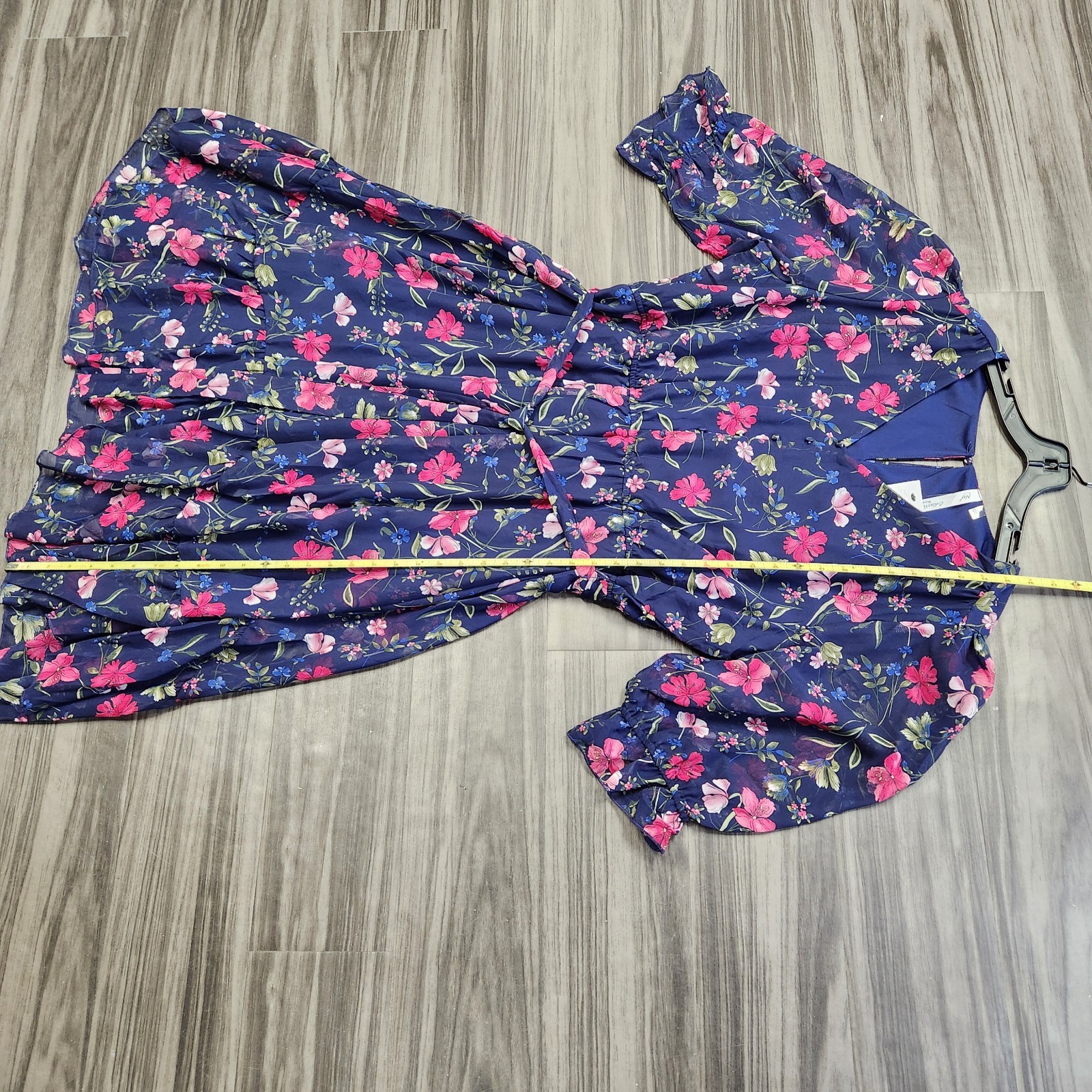 NY Collection Belted V Neck Floral Print Navy Dress Womens Size 3X NWT