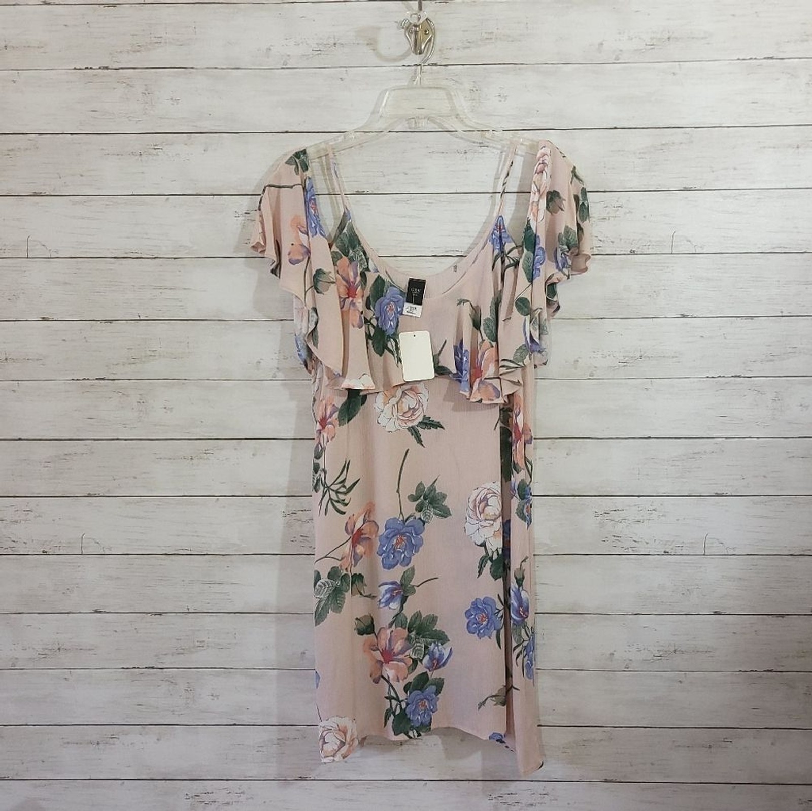 Boutique Brand Floral Print Ruffle Accents Semi Sheer Lightweight Size Medium
