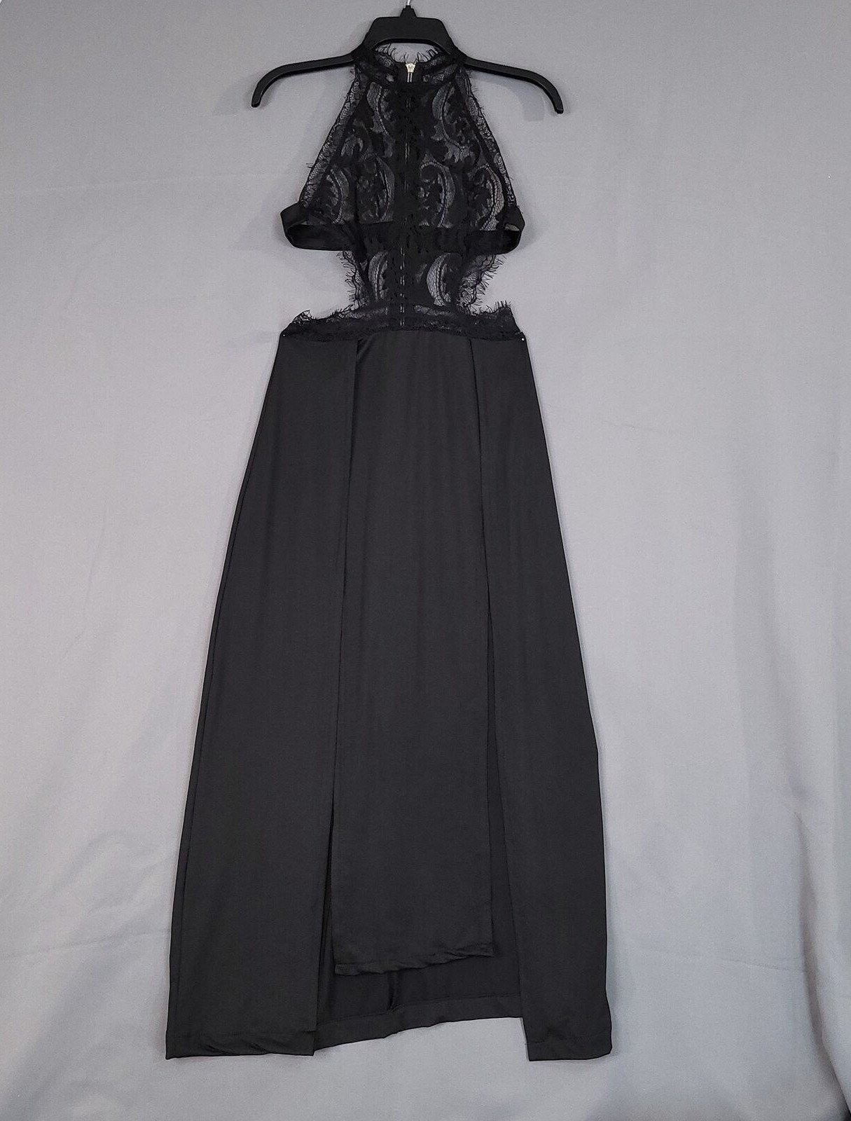 Womens Cutout Halter Party Sexy Dress Open Back Zip Lace Front High Slits Size M