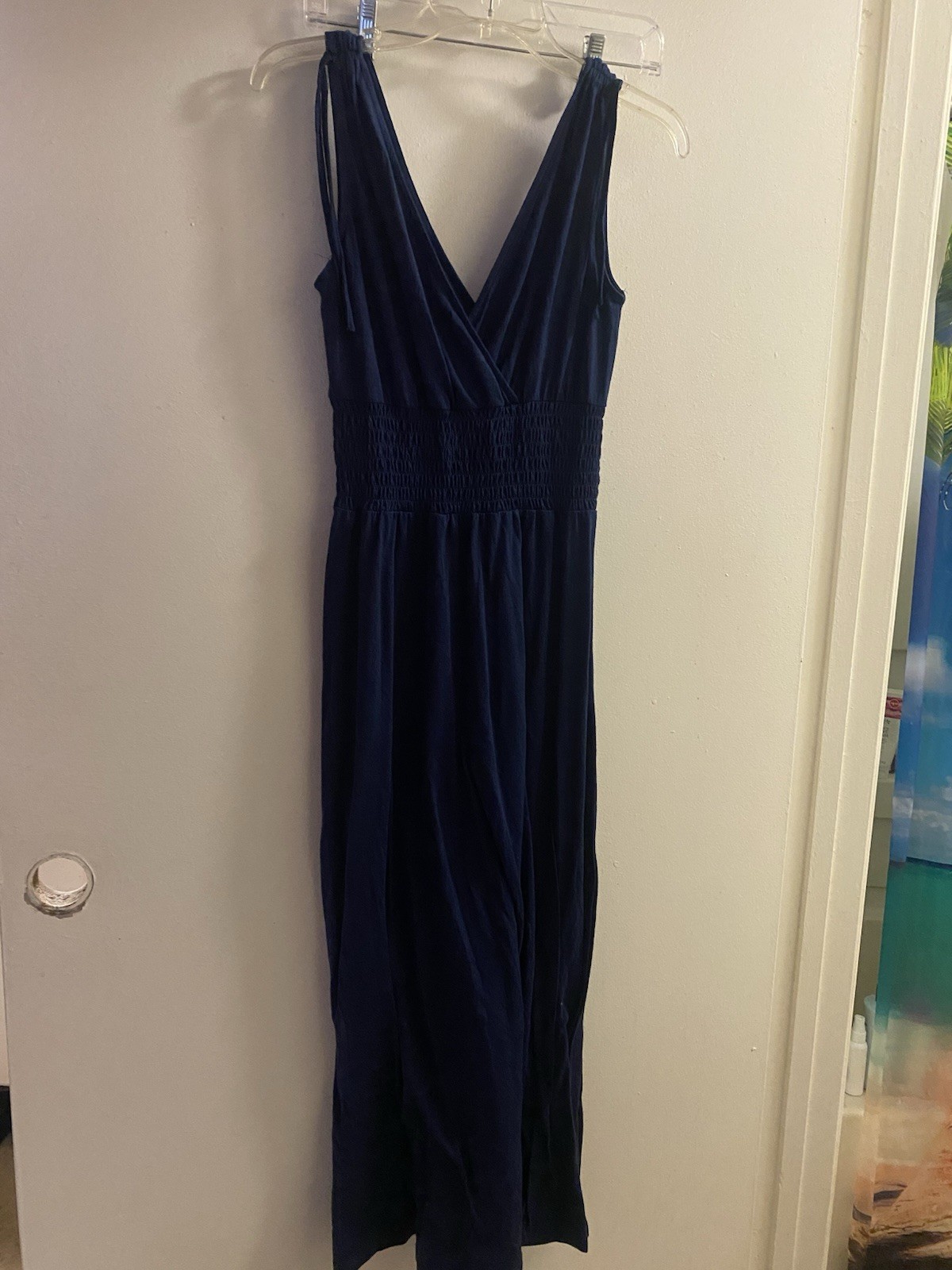 Just Love Womens Dark Navy Blue Maxi Tank Dress M Medium Bust 38” V Neck
