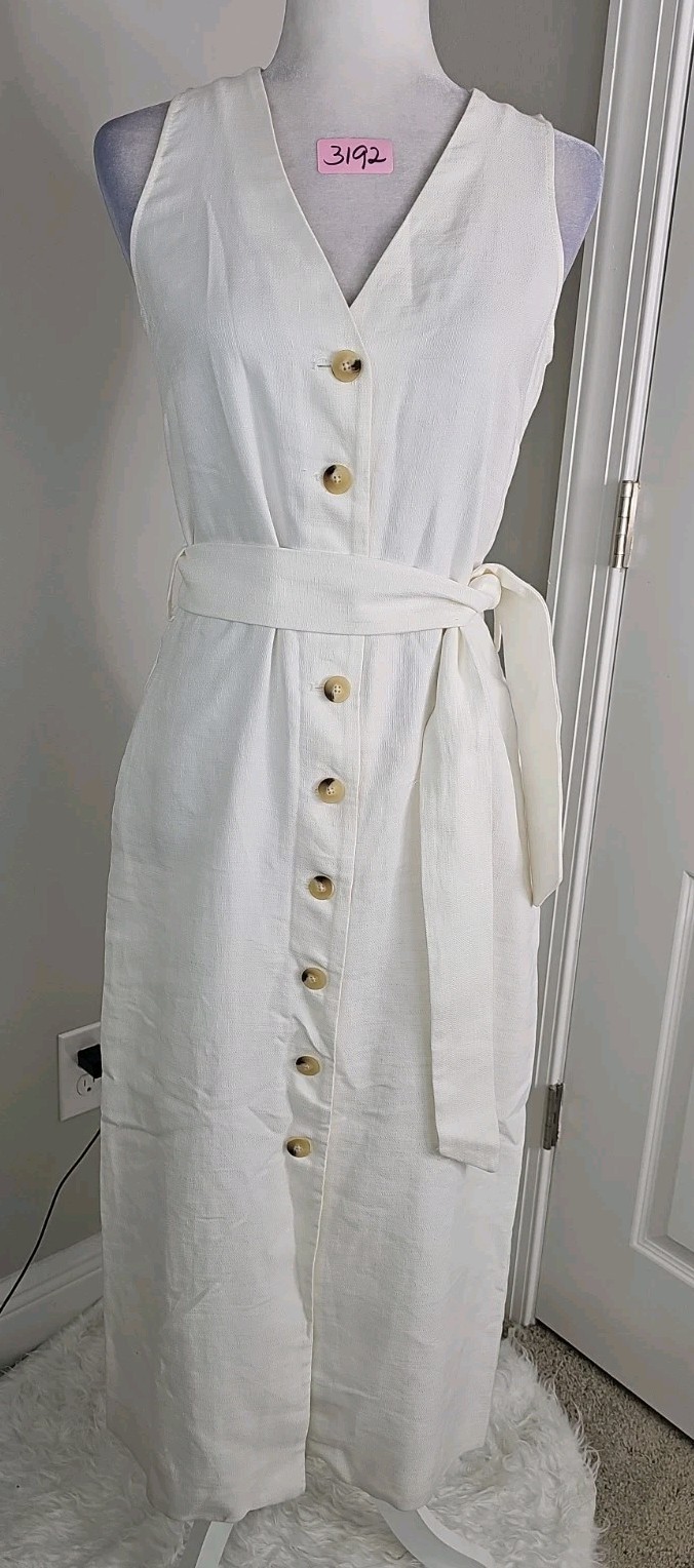 MASSIMO DUTTI Midi Sundress Shirtdress Sz 4 Women Sleeveless Button Down