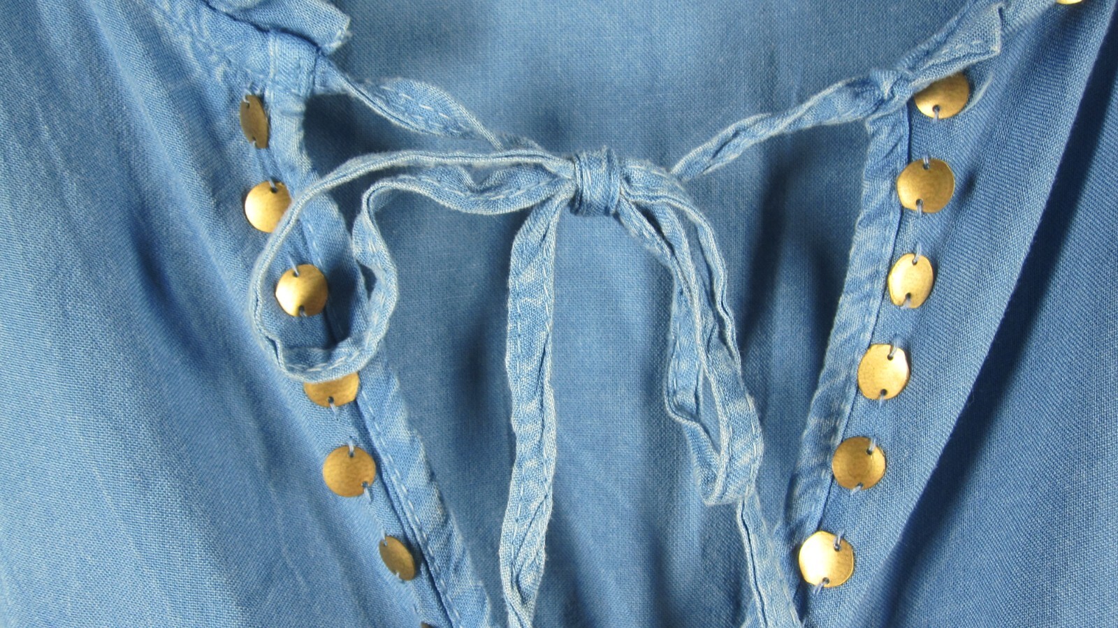 Mile Gabrielle Dress Womens 1X Chambray Maxi Tiered Studded Tassels Western Boho
