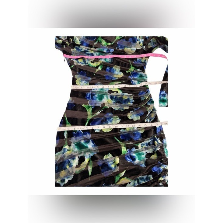 Ramy Brook Dexter Metallic Floral Velvet Mini Dress SZ 6 Ruched Mixed Media