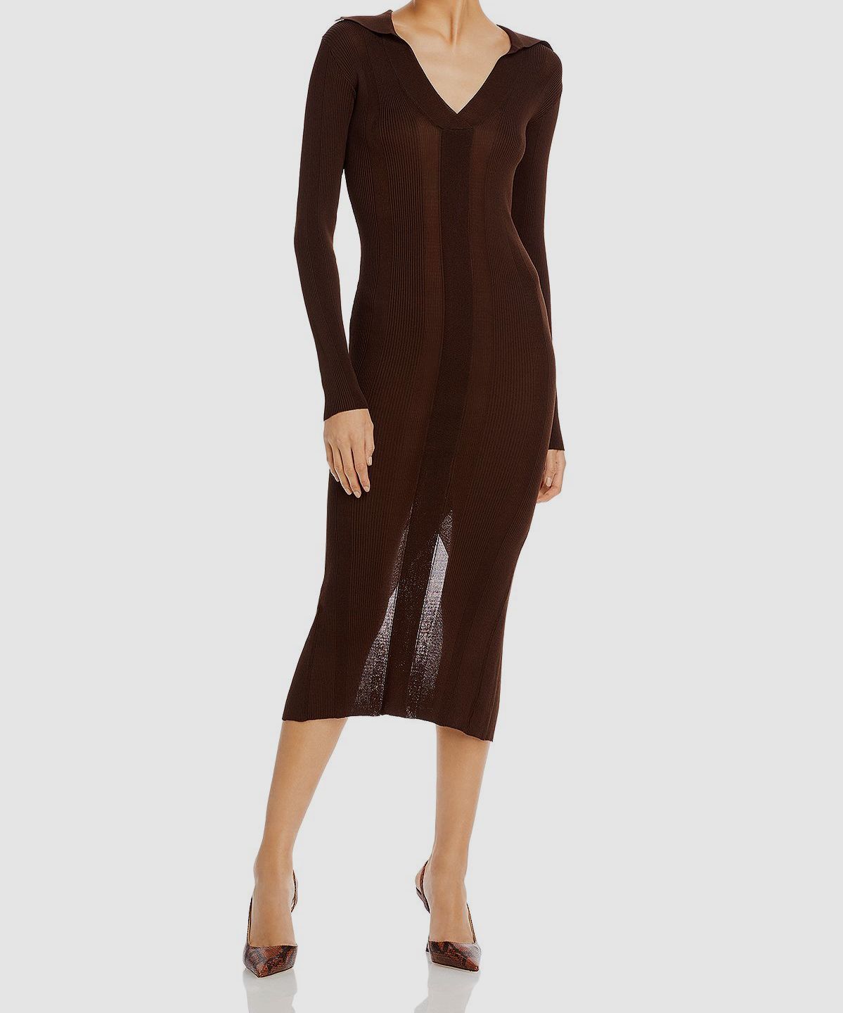$240 Remain Women’s Slate Brown Joy Knit Midi Pencil Shift Dress US 8/EU 40