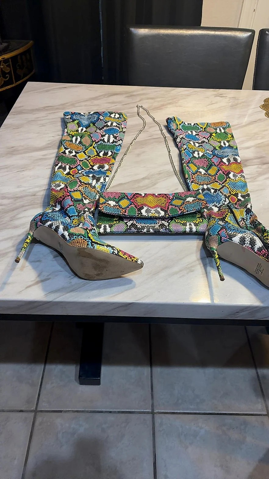 Steve Madden Multicolor Snakeskin Print Over-the-Knee Stiletto Boots
