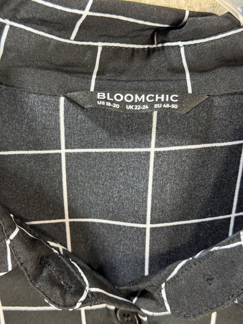 Women’s BloomChic Black White Checked Pullover Belted Dress US 18-20 MUST SEE !!
