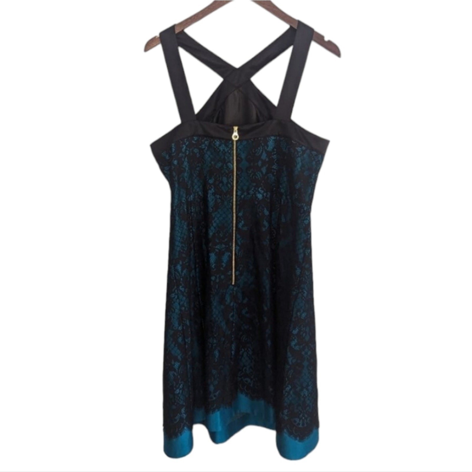 Draper James Betty Party pLace Halter MiniKnee Length Dress Teal Black Size 10