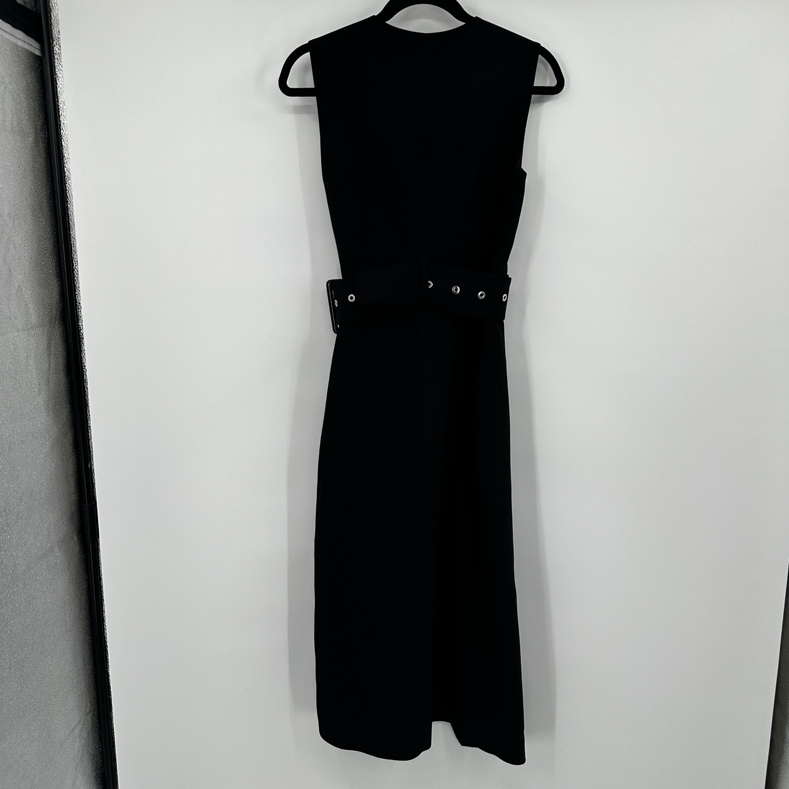 Modern Citizen Black Sleeveless Belted Wrap Midi Dress Grommet Belt XS Workwear