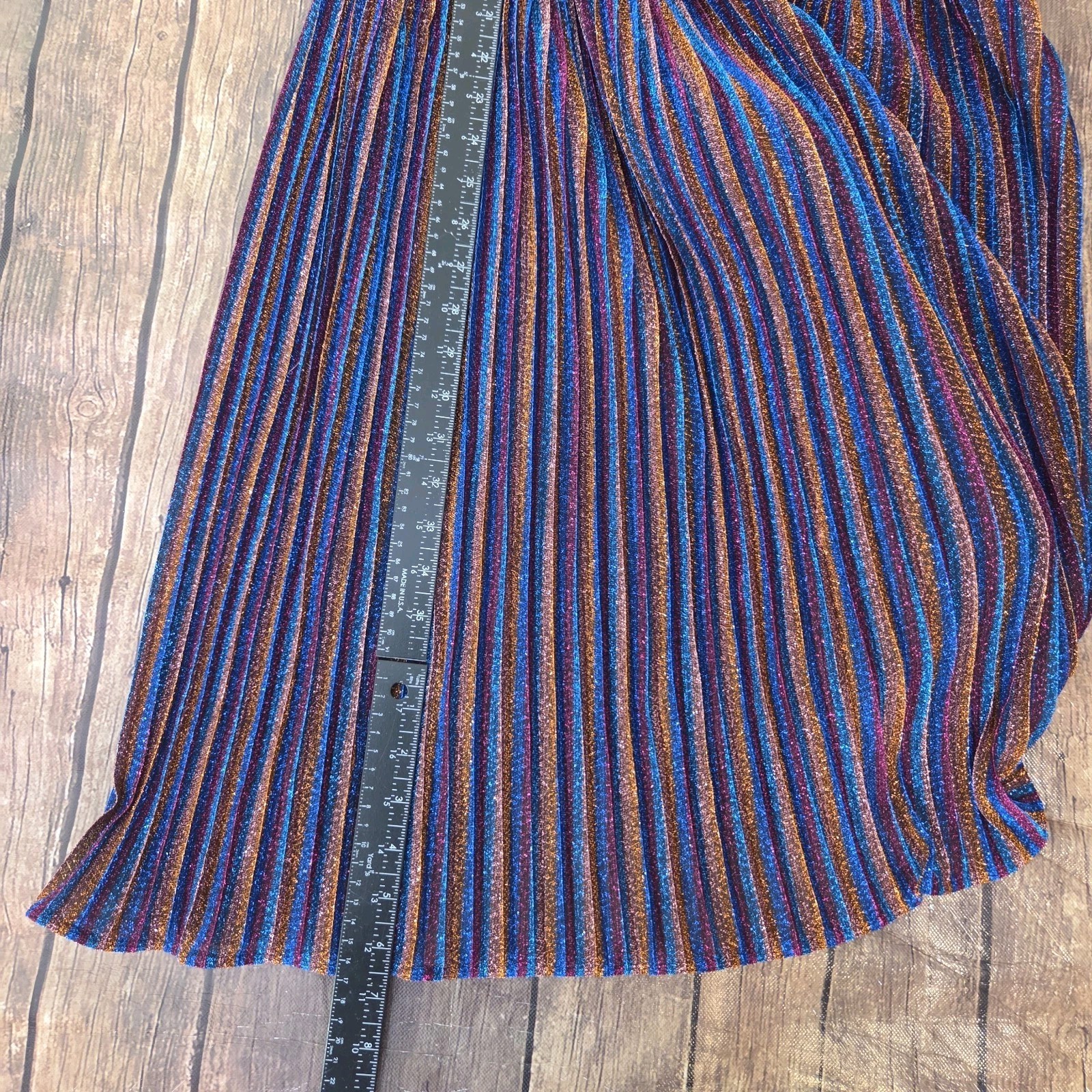 Dress the Population Haley Metallic Pleated Dress Women M Multicolor Retro Disco