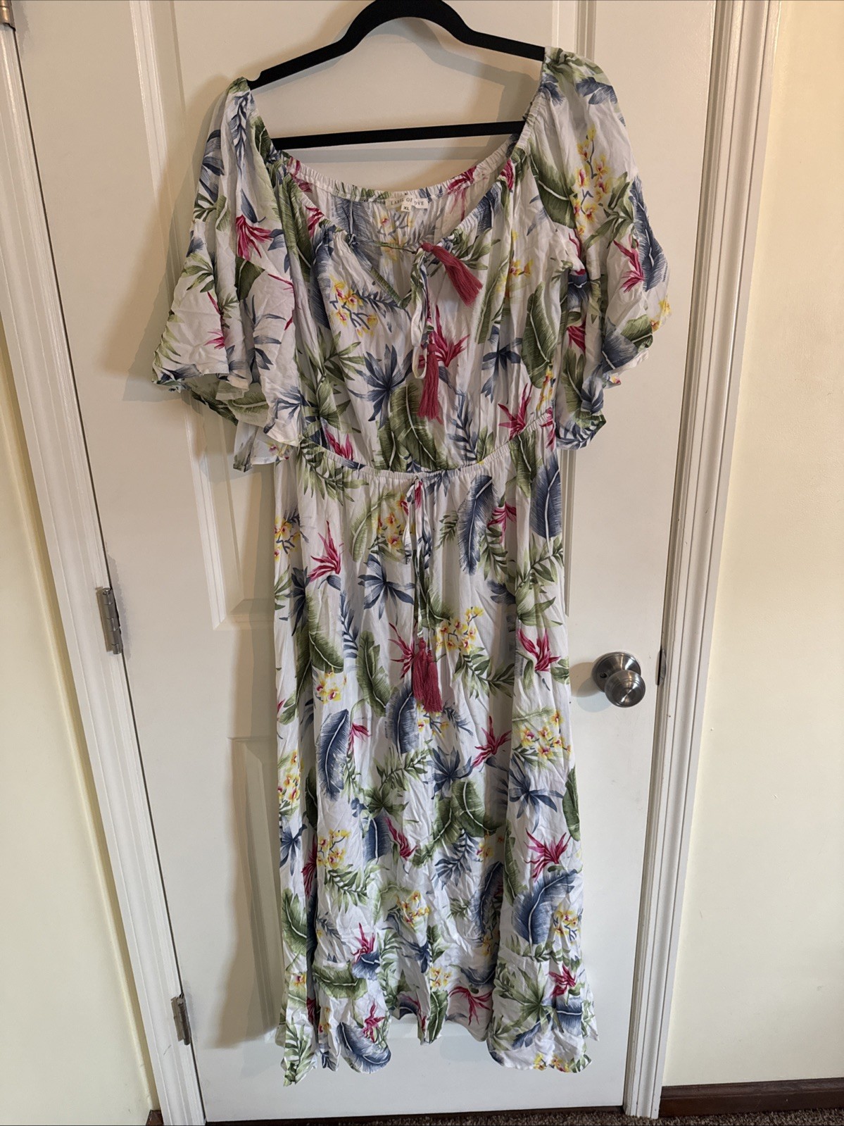 Label Of Love Anthropologie Floral Toscana Smock Maxi Dress XL Boho Coastal