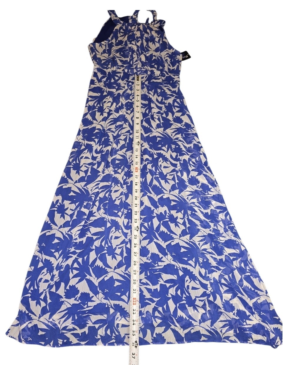 RN Studio halter maxi dress blue beige floral sleeveless Size 6P