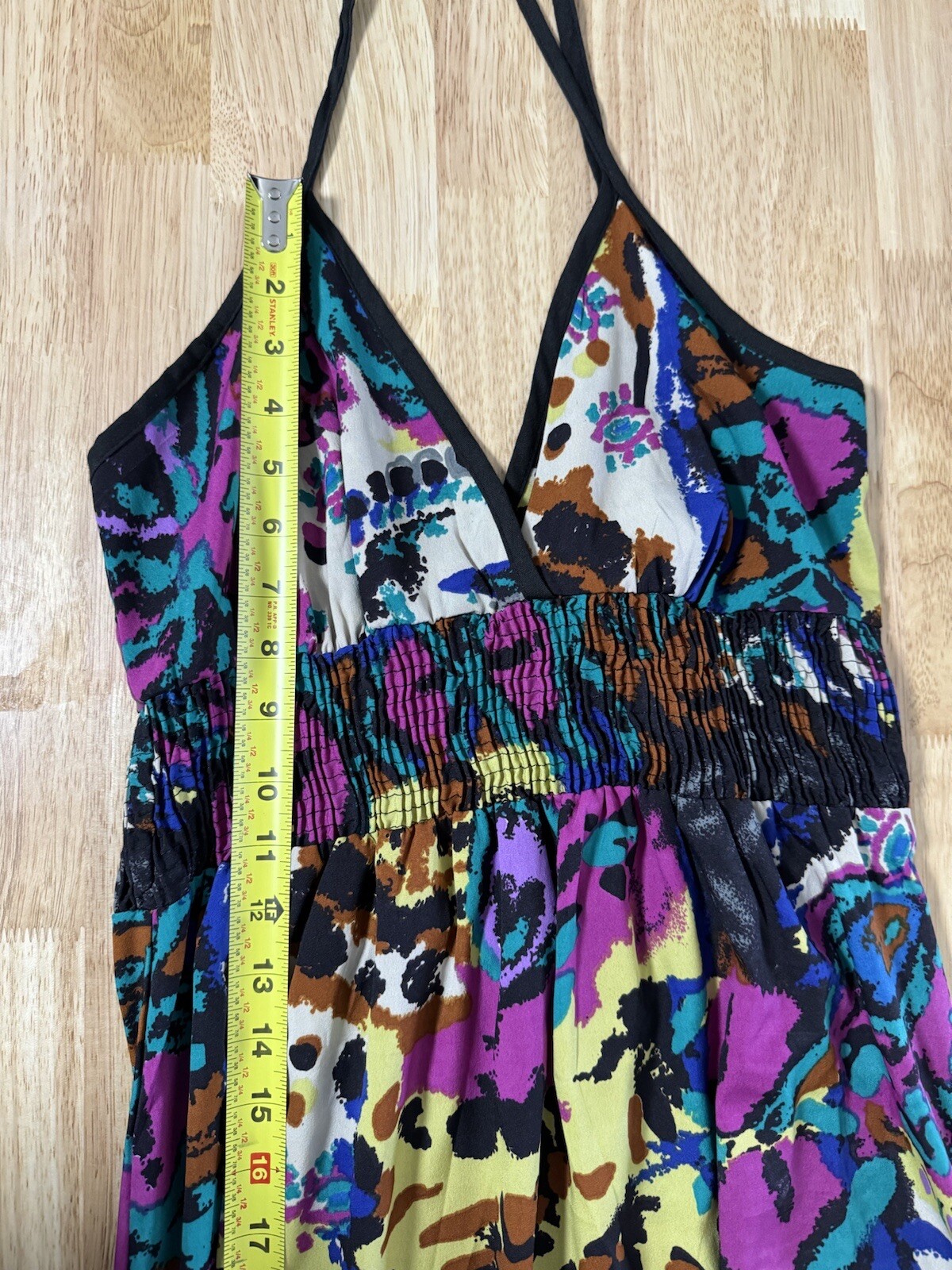 Vintage Millennium Halter Maxi Dress Black Animal Print Stretch Geometric Y2K M
