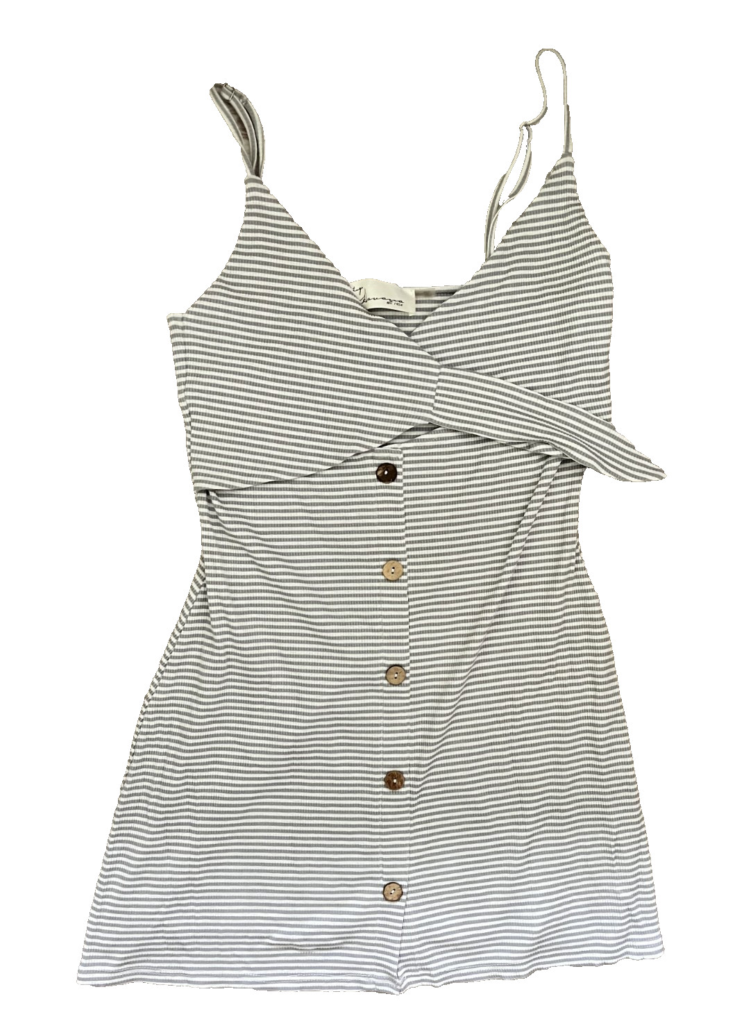 Women’s Vintage Havana Size Large Gray White Striped Front Tie Dress Sleeveless