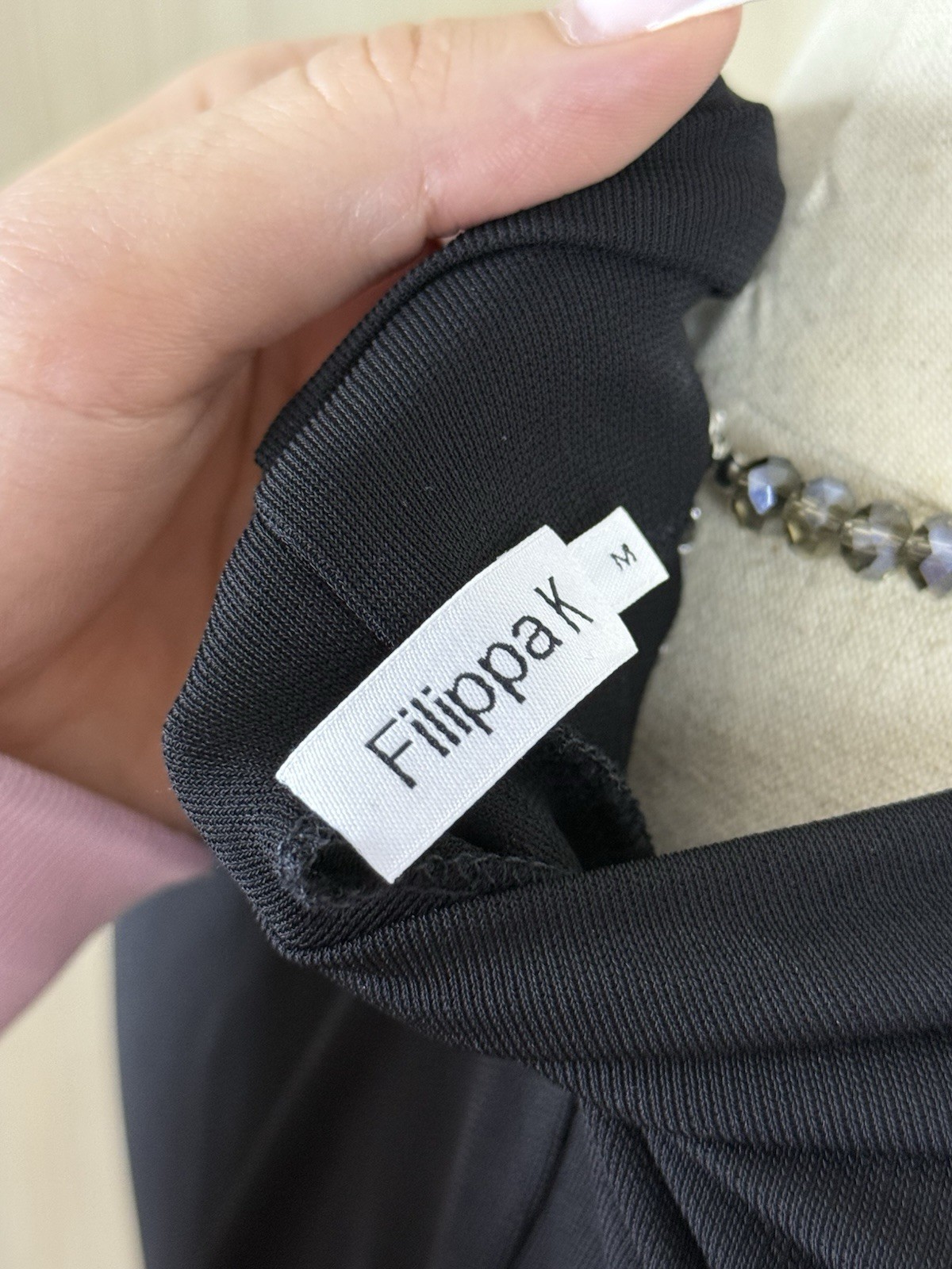 Filippa K Black Minimalist Midi Dress M Draped Batwing Sleeve Scandinavian Chic