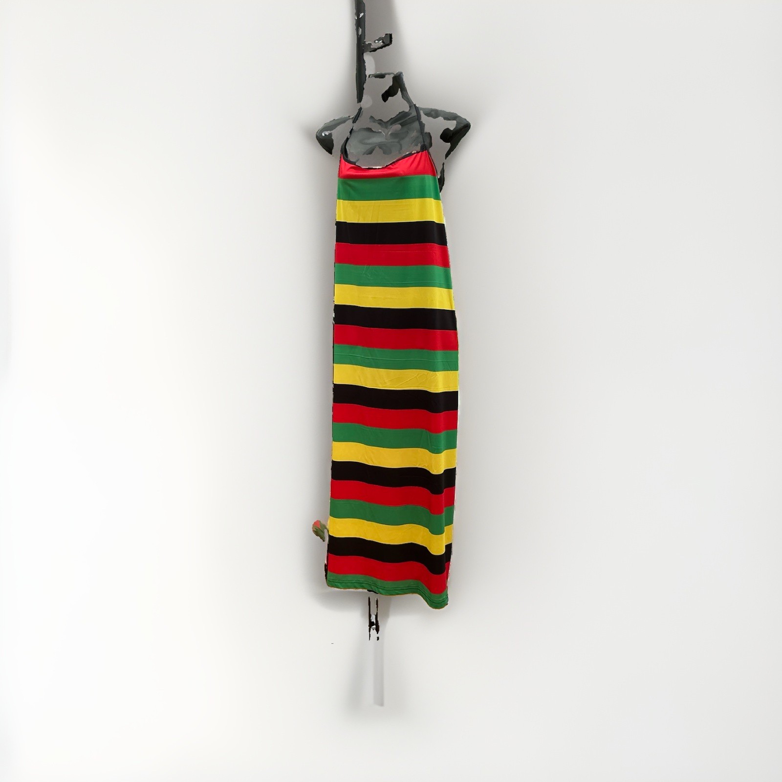 Jamaican, Rasta colour Striped blackless dress….Size….18