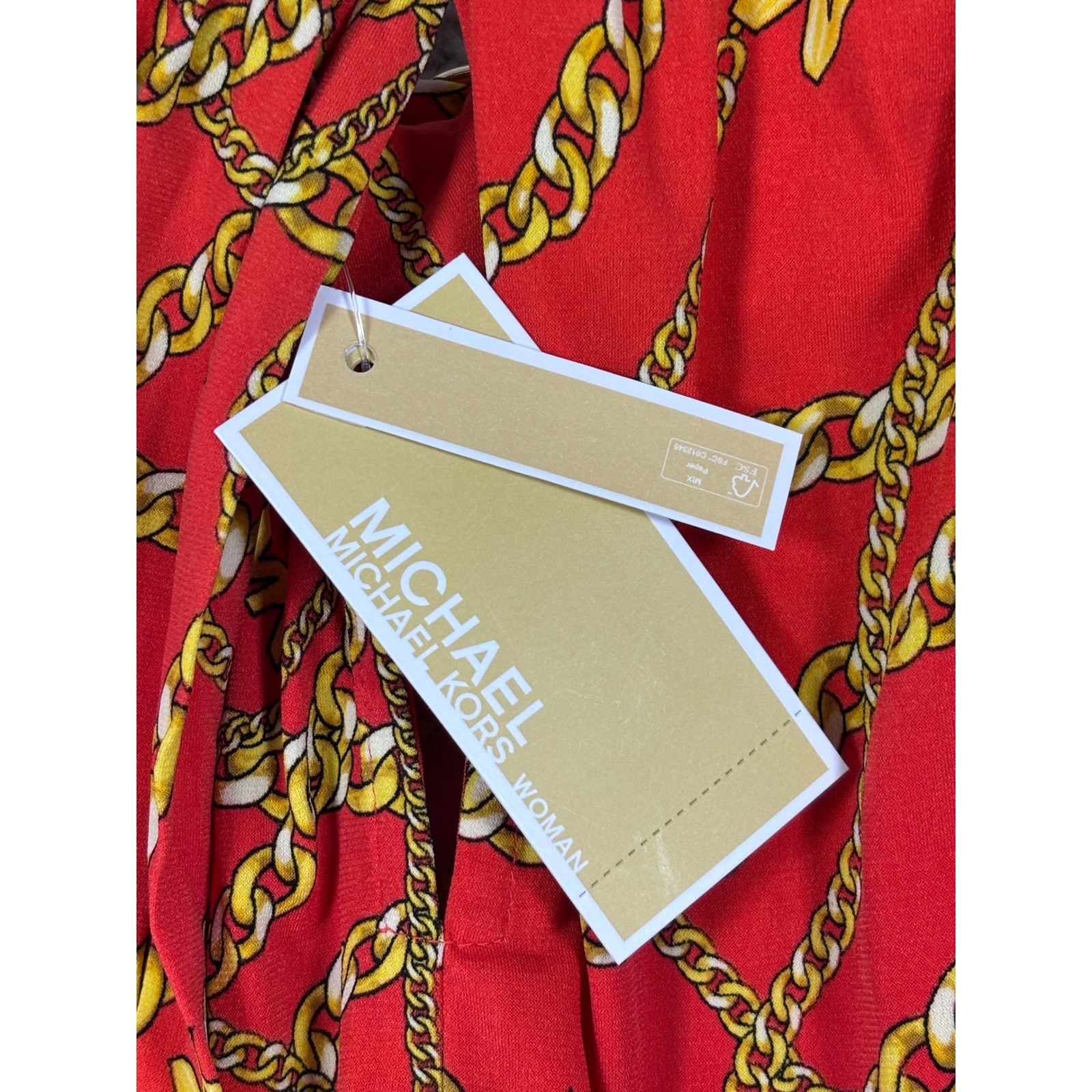 Michael Kors Red Gold Chain Link Halter Neck Maxi Dress Plus Size 3X NWT