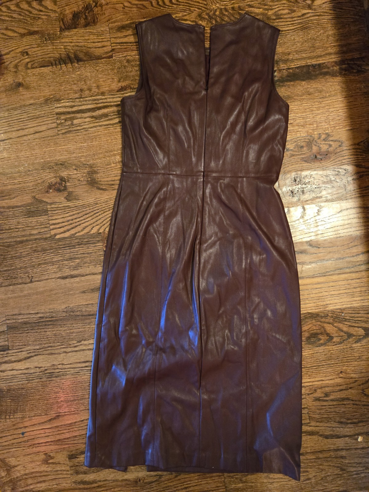 ANN TAYLOR Seamed Faux Leather Sheath Dress Size 6 (Regular) Mauve Rose