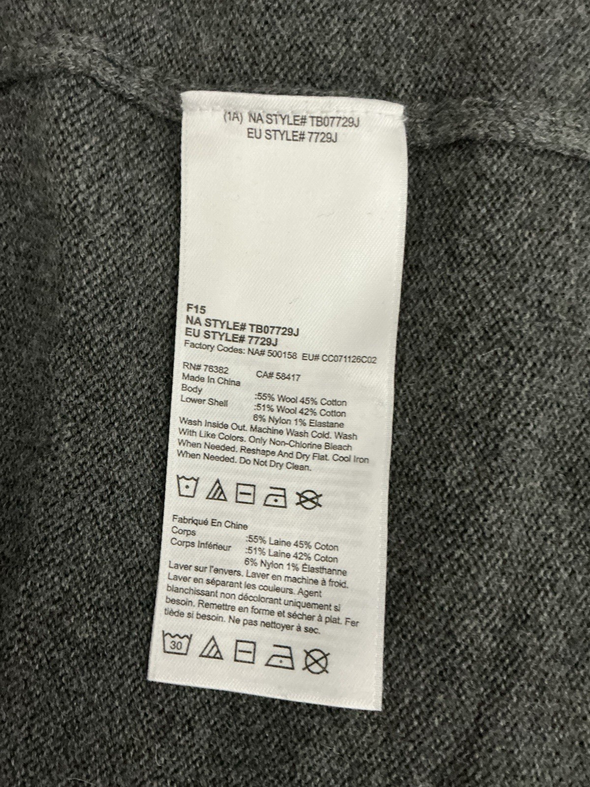 Timberland Original Sweater Dress M/ Slim Fit Gray/Navy Knit Short Wool/Cotton