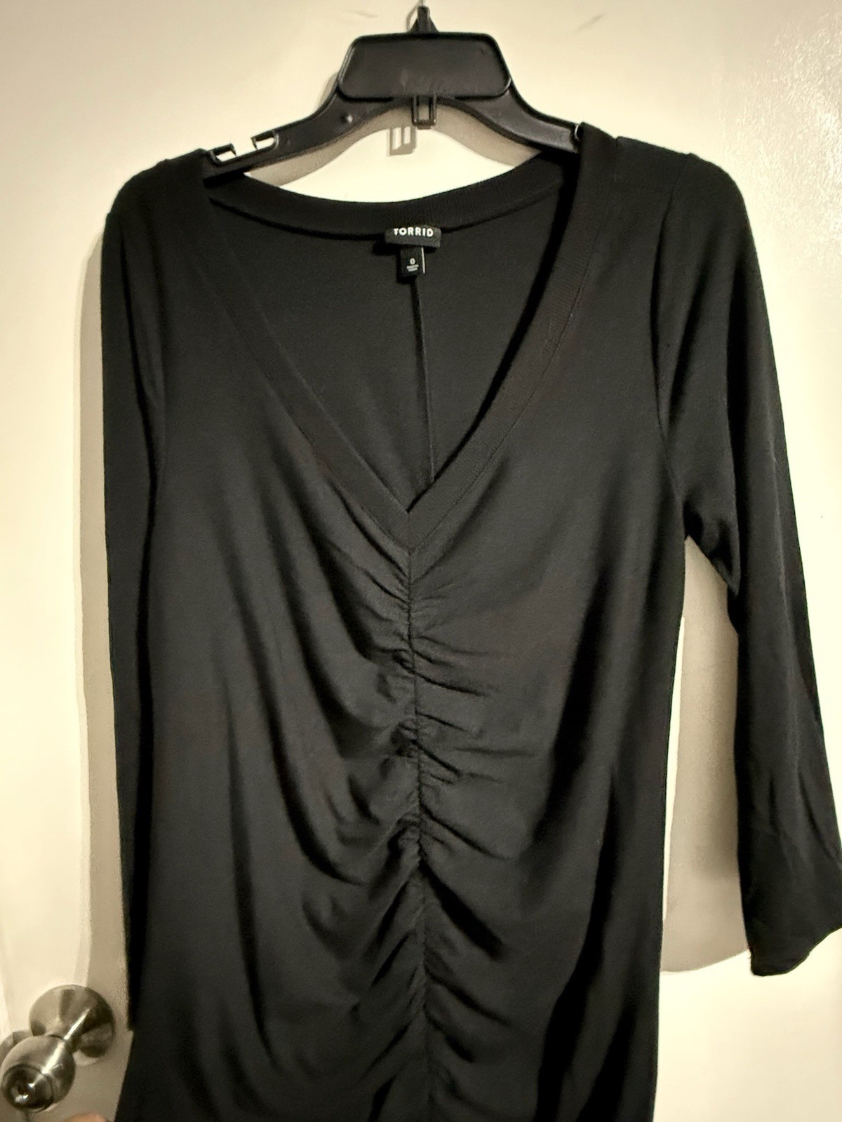 NWOT Women’s TORRID Mini Ruched Jersey Bodycon Black Dress Size 0