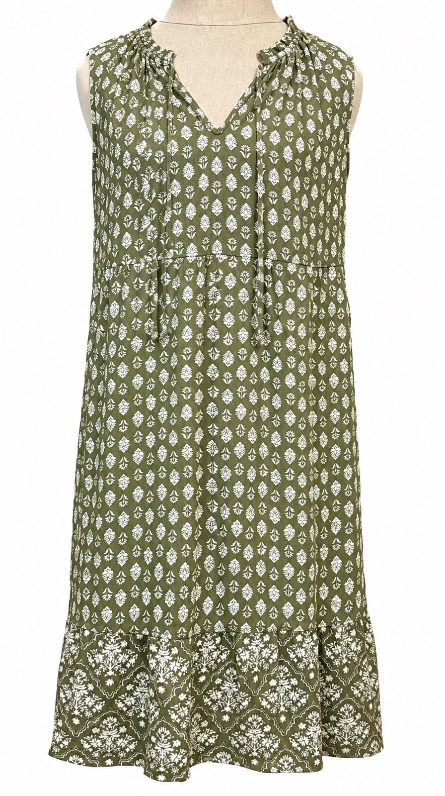 Lauren Lane x Sonoma Goods For Life Women Green Floral Tank Dress Size S Small