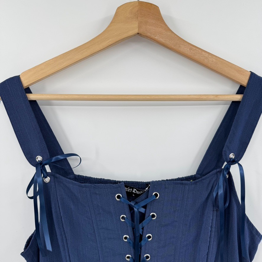 Scarlett Darkness Renaissance Dress Wide Straps Lace Up Corset Bodice Size L NEW