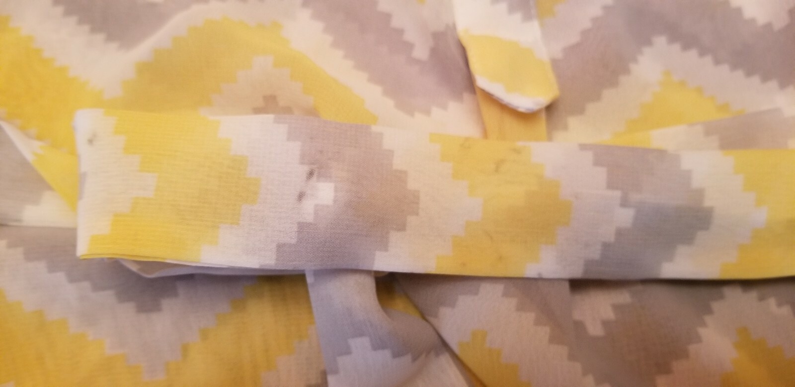 Tacera Sheer Chevron Dress Yellow, Gray, White Sz Small