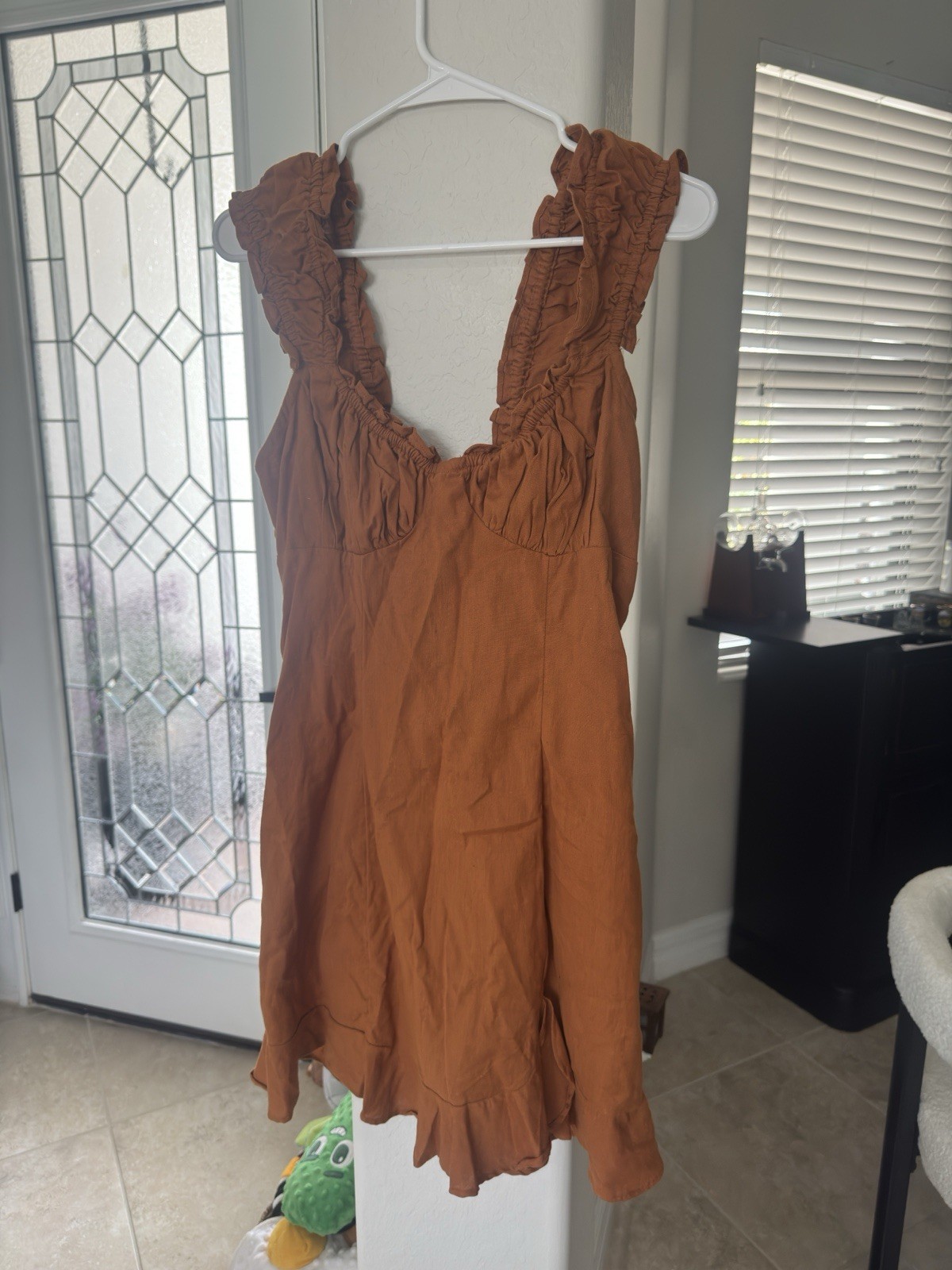 NWT Free People Like a Lady Orange Linen Blend Mini Dress Size M