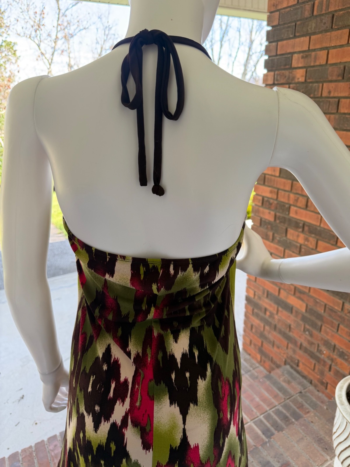 IZ BYER CALIFORNIA SIZE SMALL Multicolored Faux Wooded Beading Halter Dress