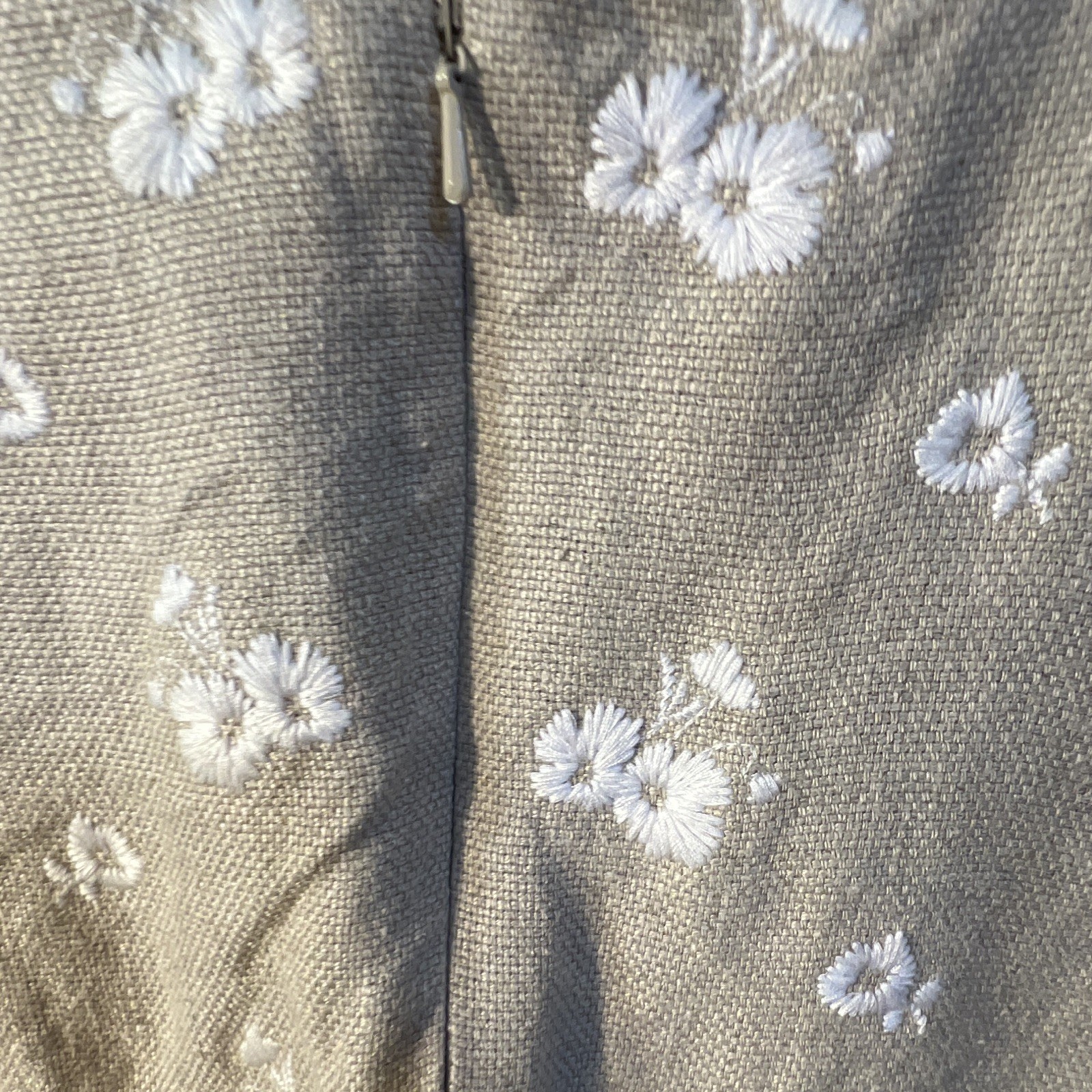 Michael Michael Kors Beige Linen Embroidered Floral Sheath Dress Sleeveless 0