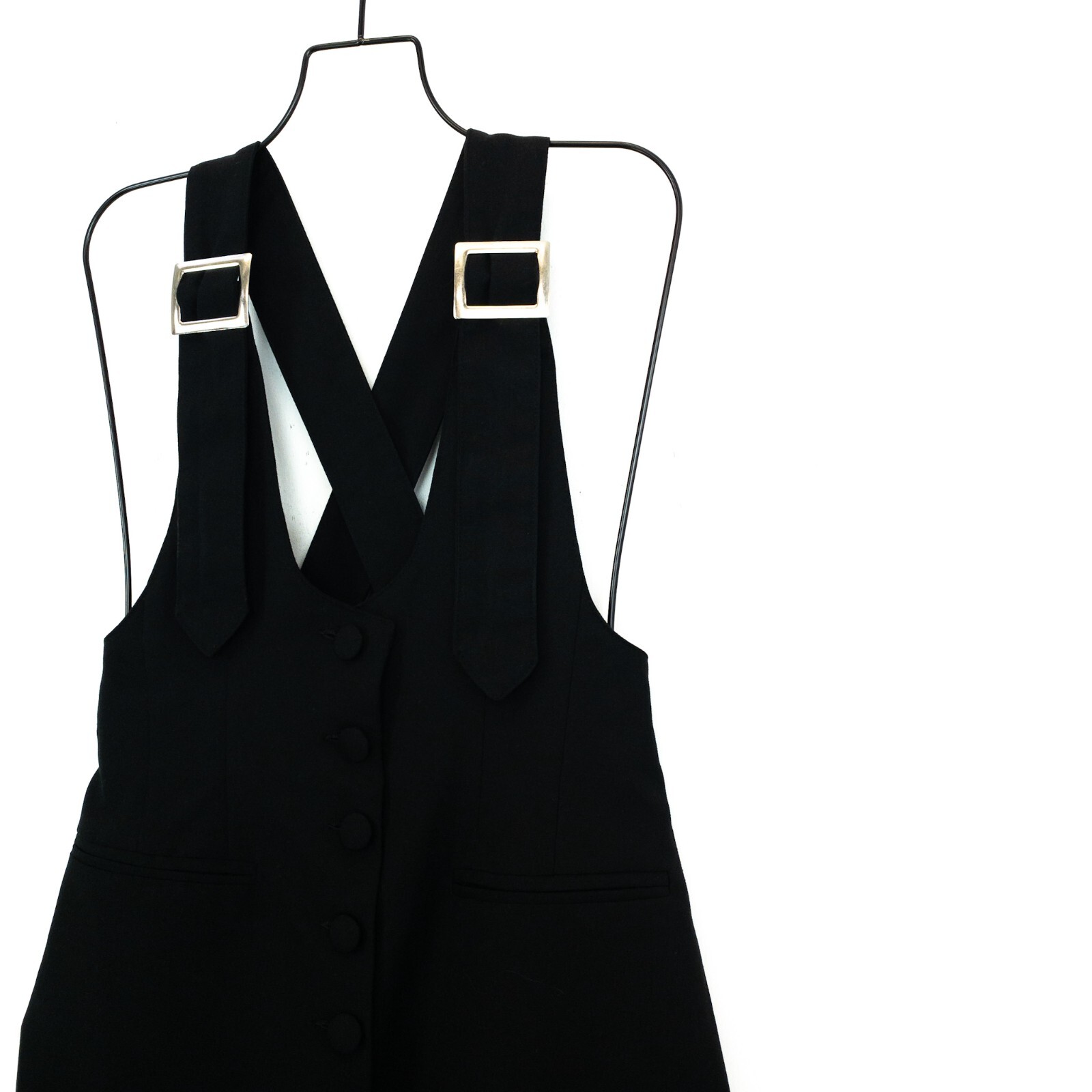 SPORTSTAFF Black Buckle Cross Strap Button Through Pencil Dress – Size 10 IT42