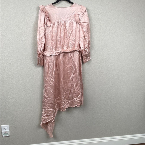 NWT Magda Butrym Tarragona Dress Ruffled Silk Satin Button Front Sz 36