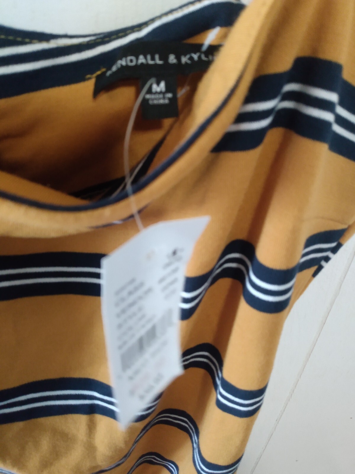 NWT Kendall Kylie Pacsun Mini Dress Stripe Halter Top Size Medium Mustard
