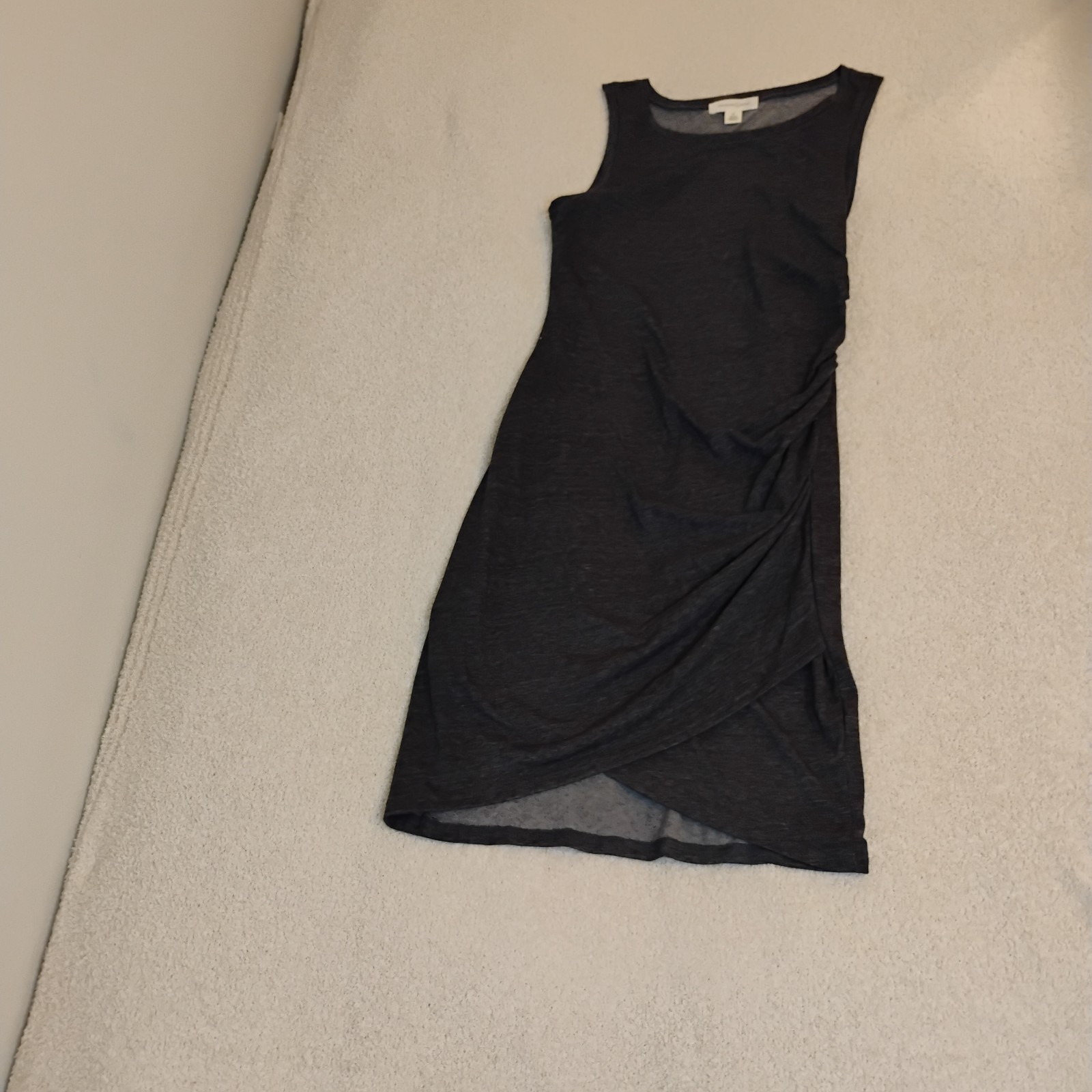 Casual Dark Gray Ruching Dress MIDI Knee Length Size Sporty Minimalist Comfy Med