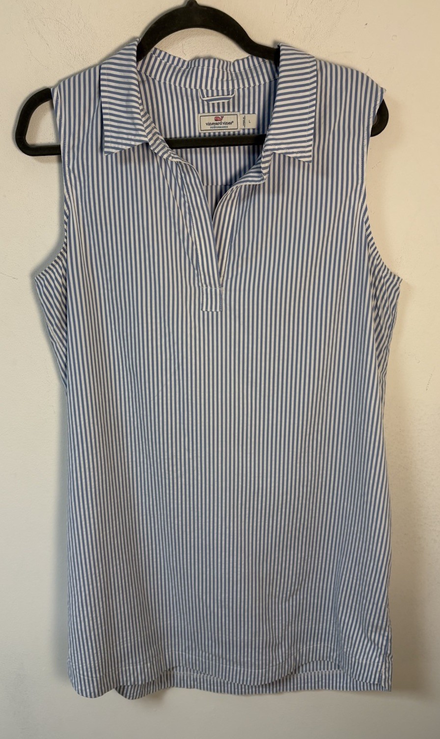 Vineyard Vines Womens Performance Sleeveless Popover V Neck Dress Large